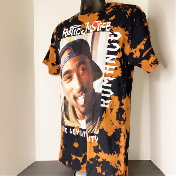 Poetic Justice Tupac 2Pac Orange Tie Dye TSHIRT - Picture 2 of 5